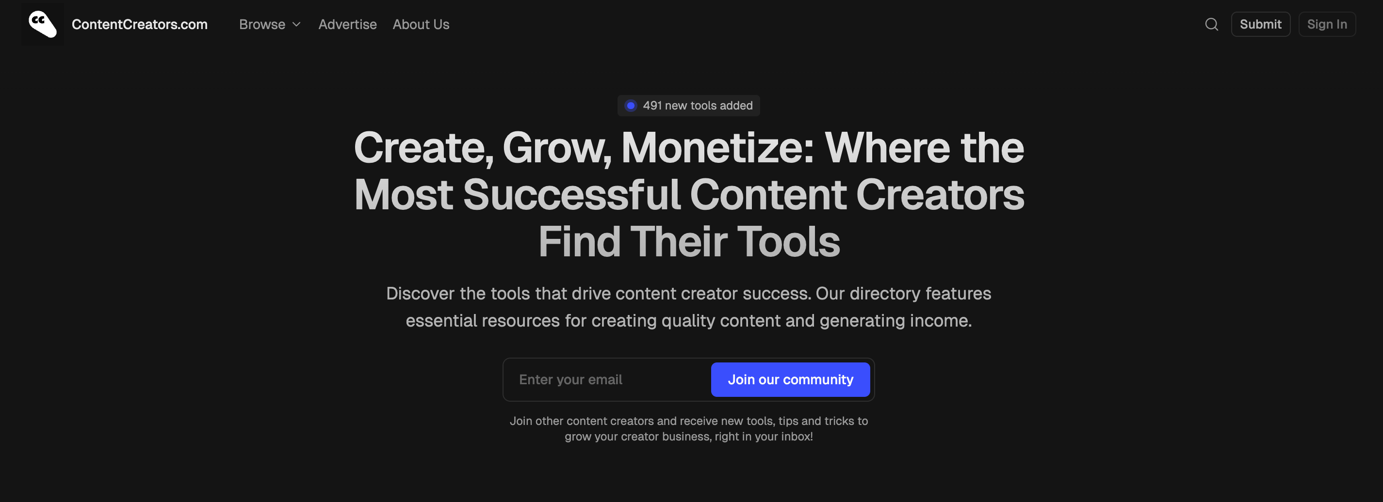 ContentCreators.com banner