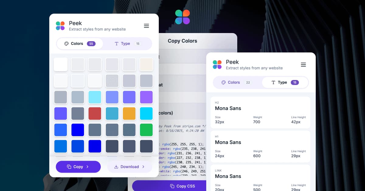 Peek - Extract color and text styles from any website banner