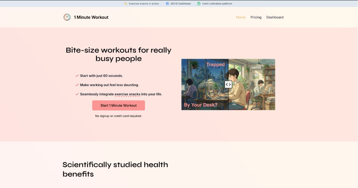 1 Minute Workout banner