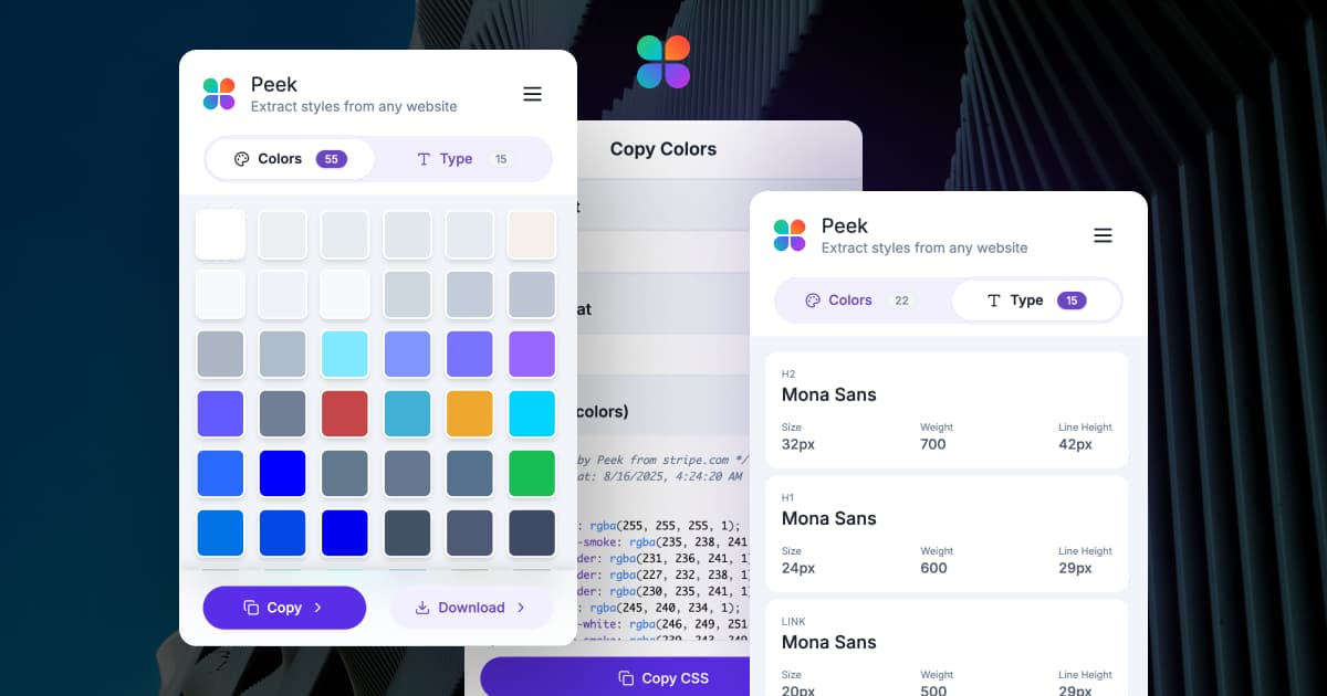 Peek - Extract color and text styles from any website banner