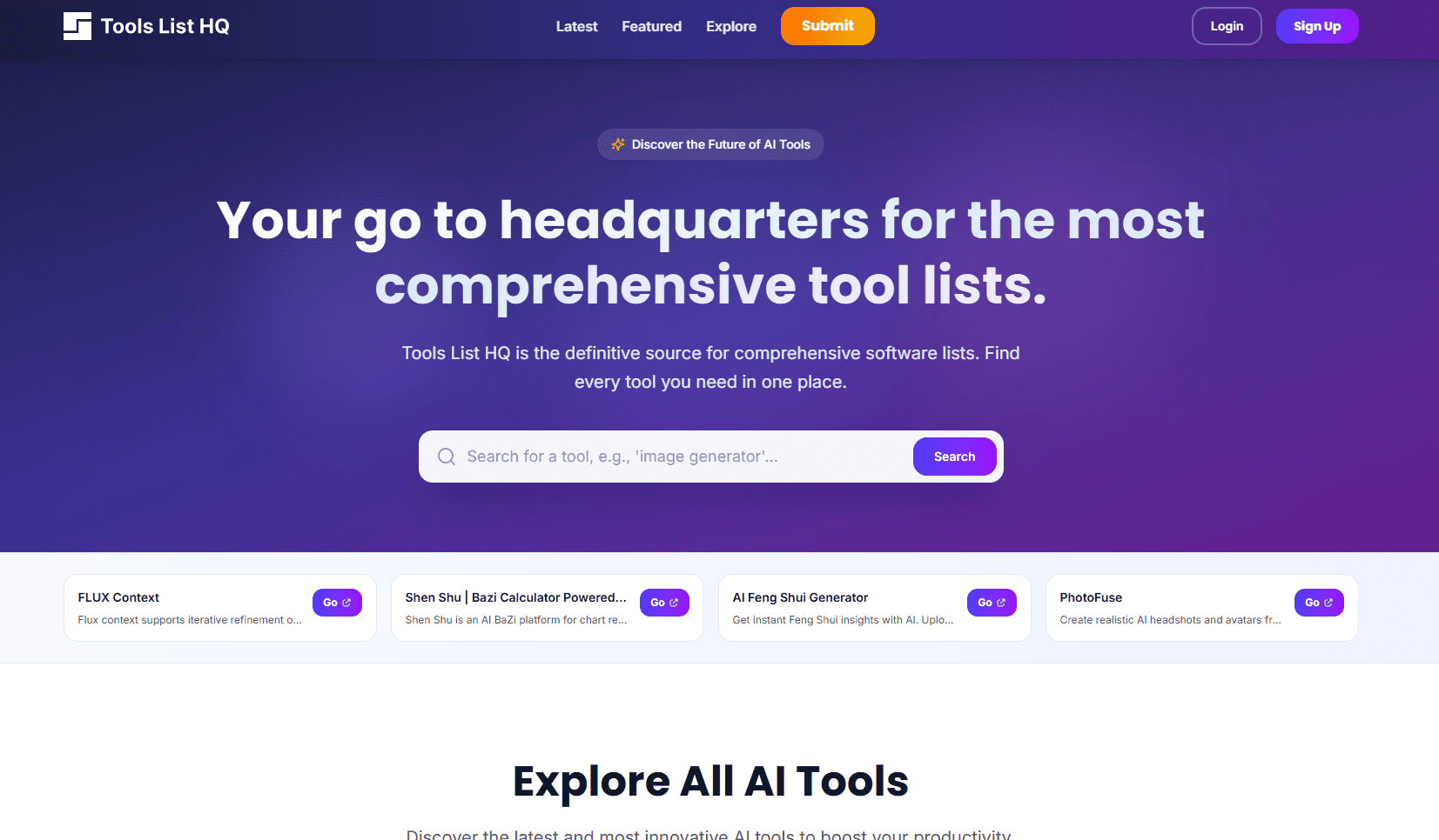 Tools List HQ banner