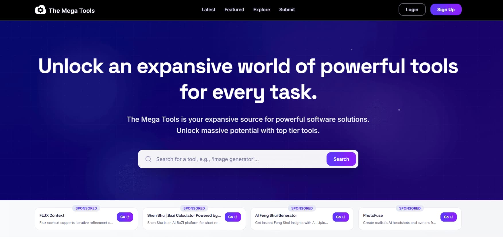 The Mega Tools banner