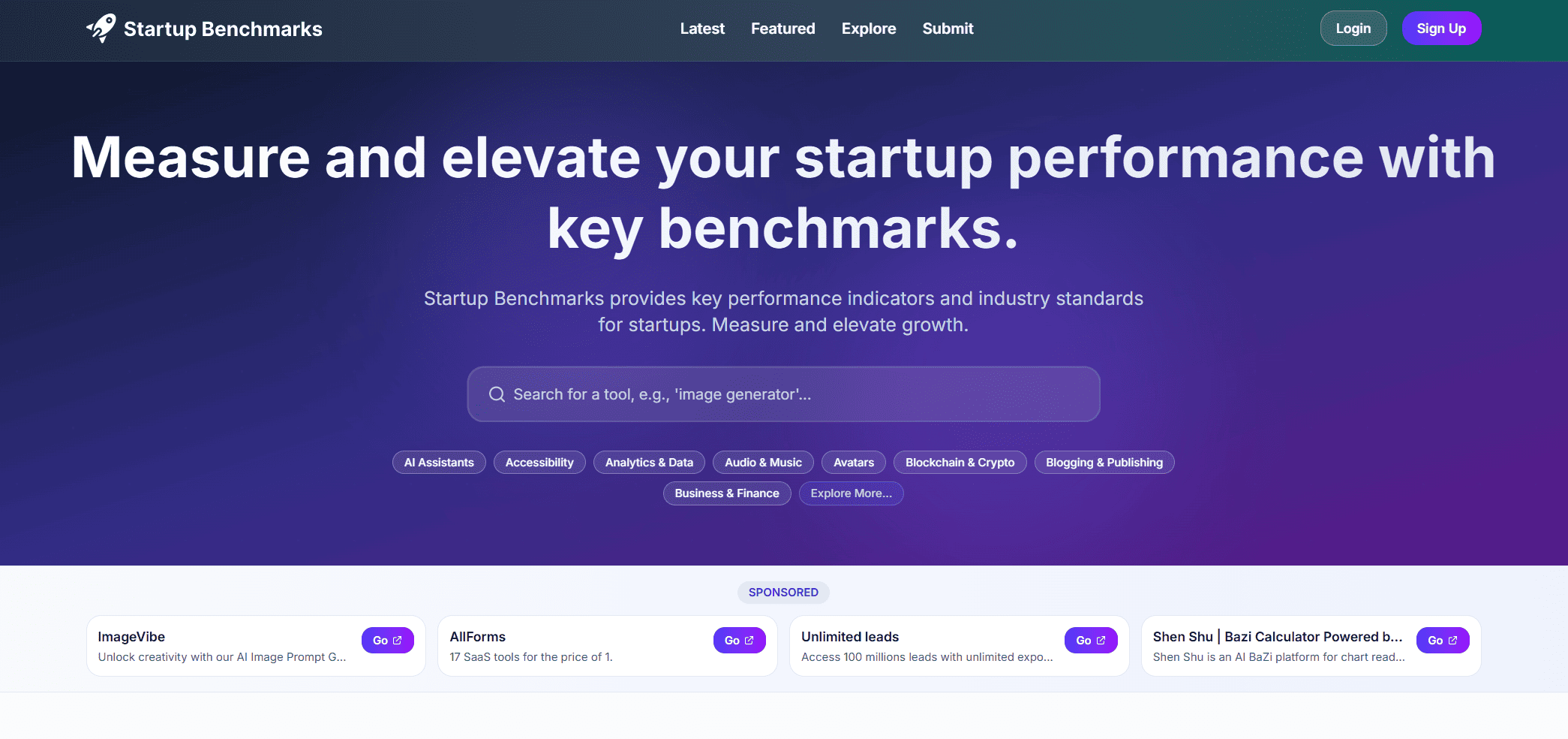 Startup Benchmarks banner