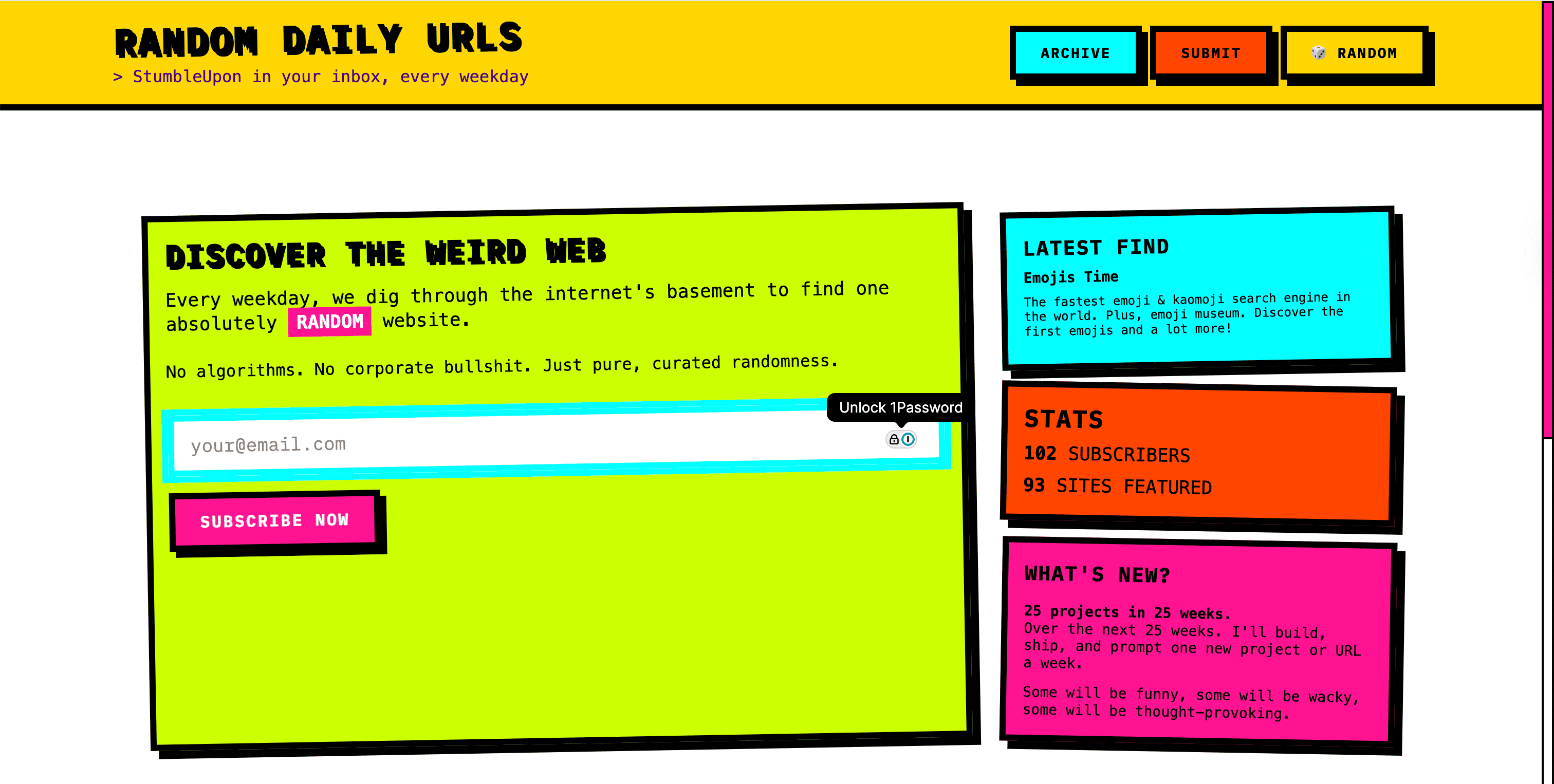 Random Daily Urls banner