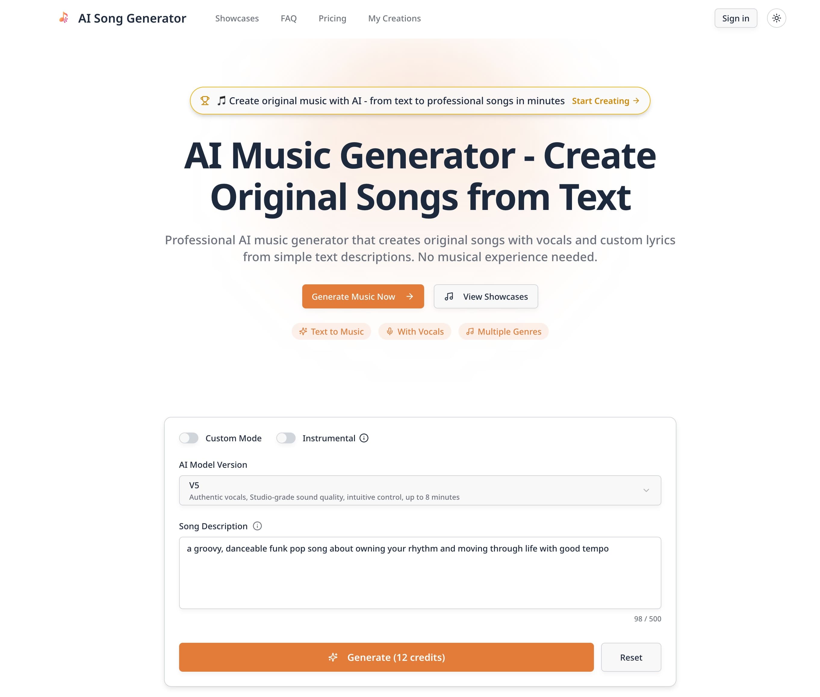 AI Song Generator banner