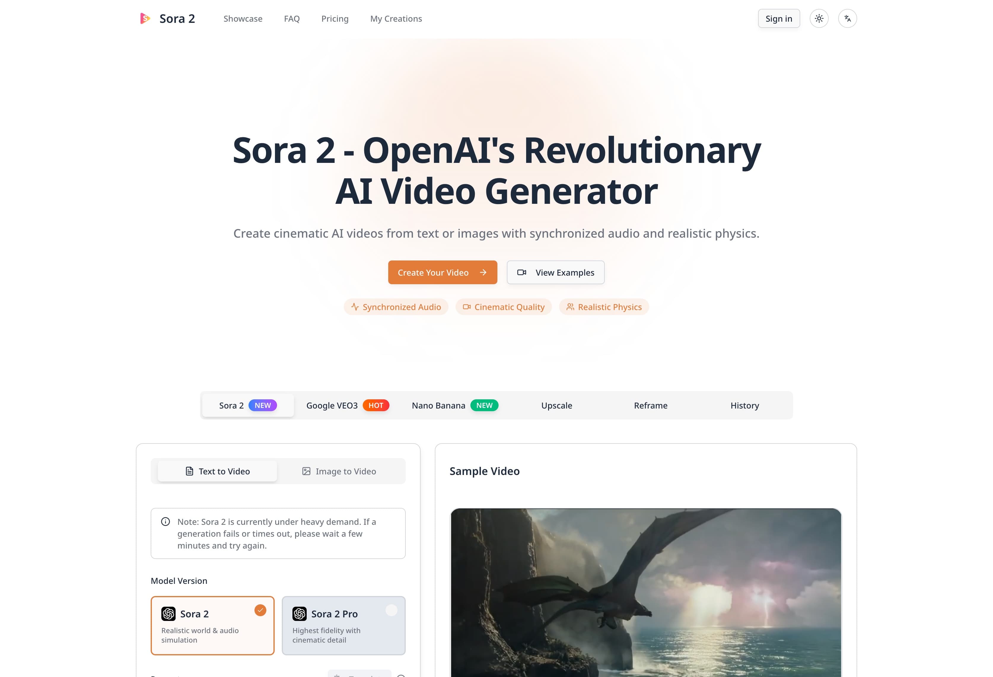 Sora 2 AI Video Generator banner