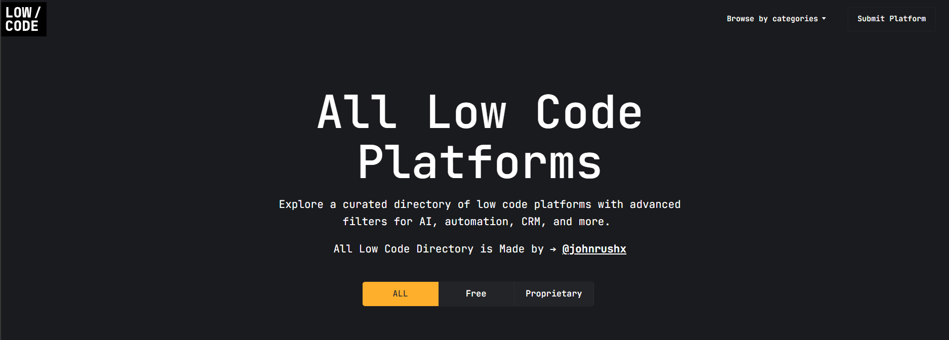 Low Code Platforms banner