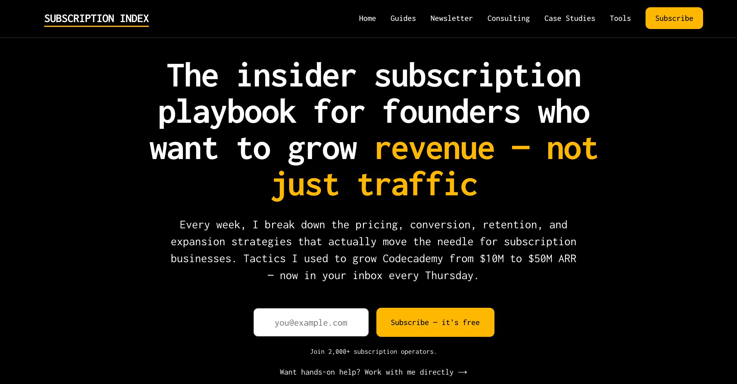 Subscription Index banner