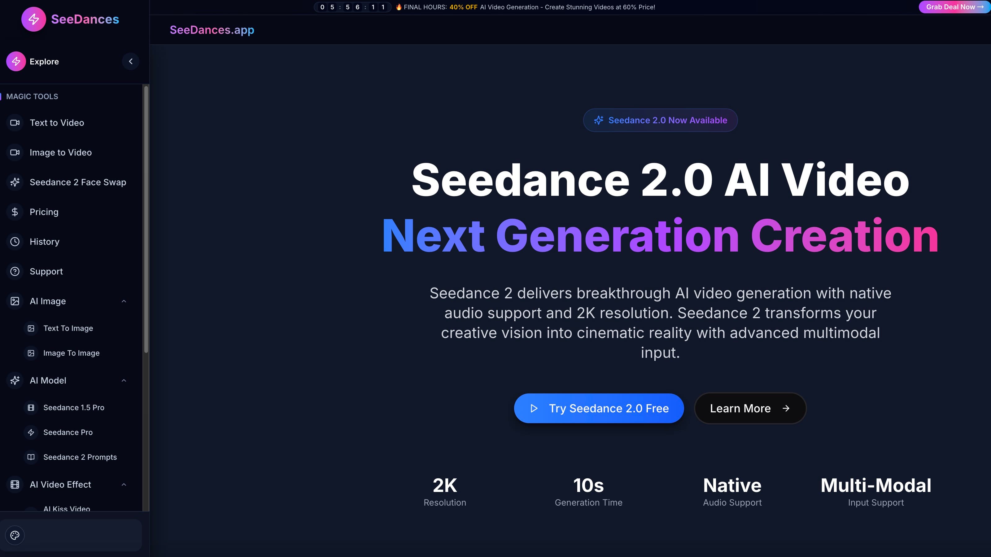 Seedance 2.0 AI Video Generator banner