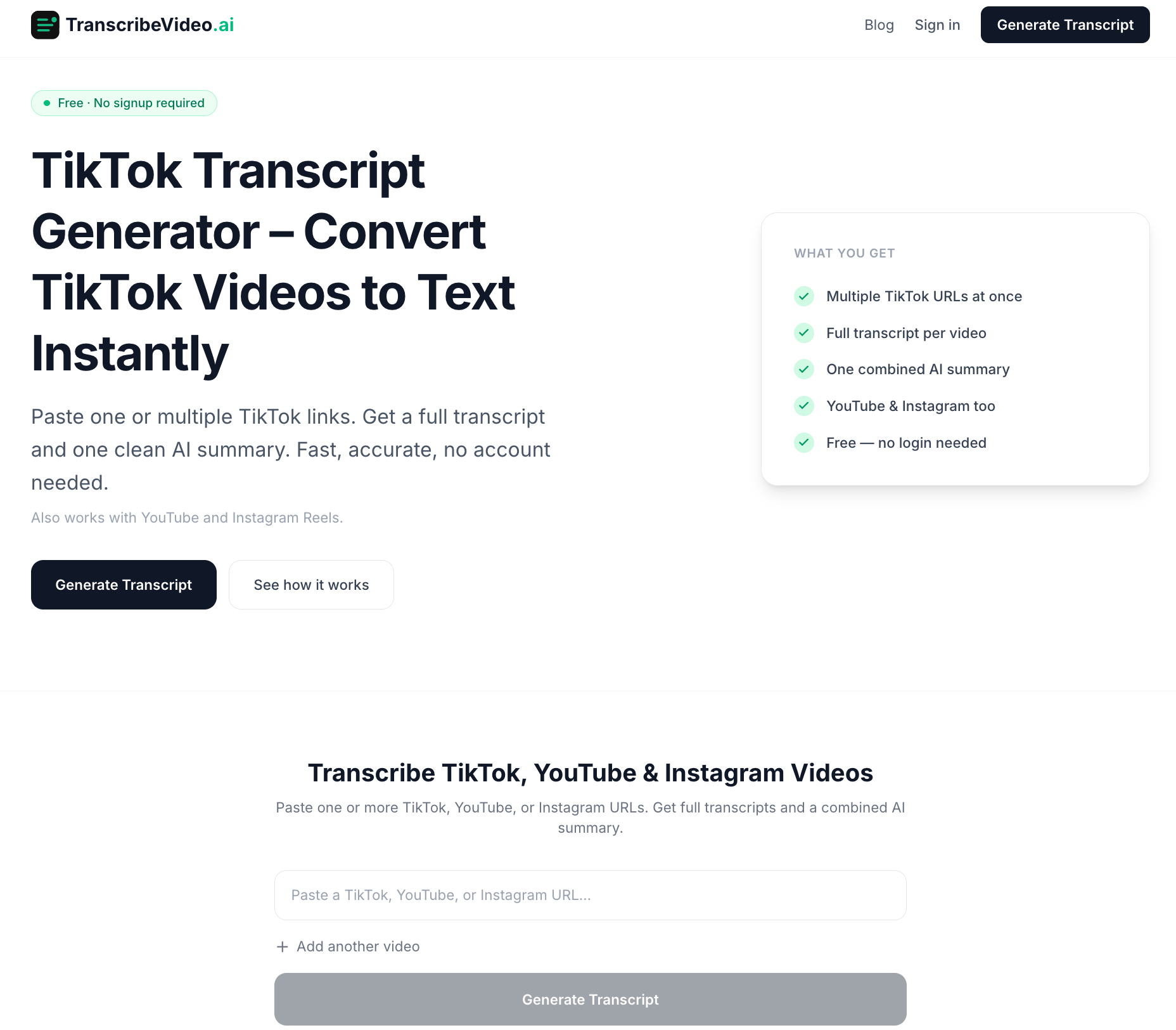 Transcribe Video AI banner