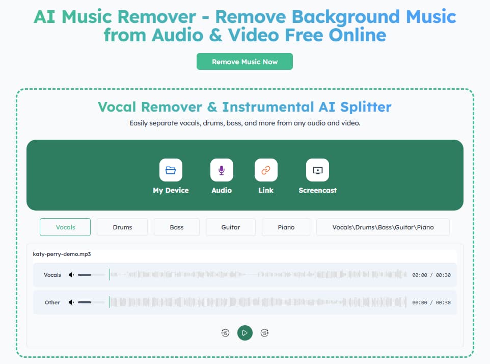 Background Music Remover Online Free banner